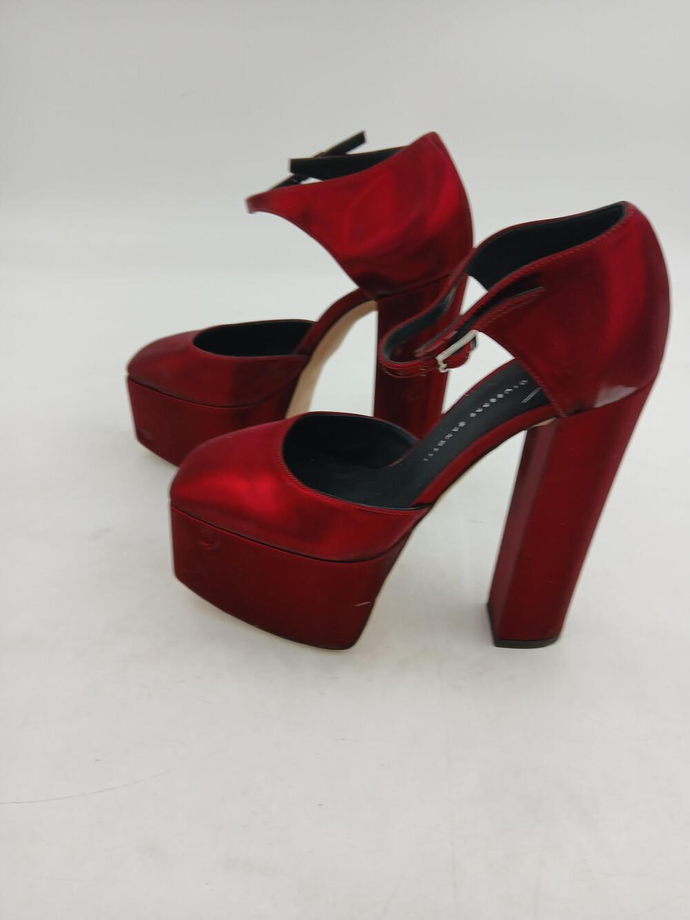 Giuseppe Zanotti Shoes Womens Red Patent Platform Ankle Strap Heels Size 5